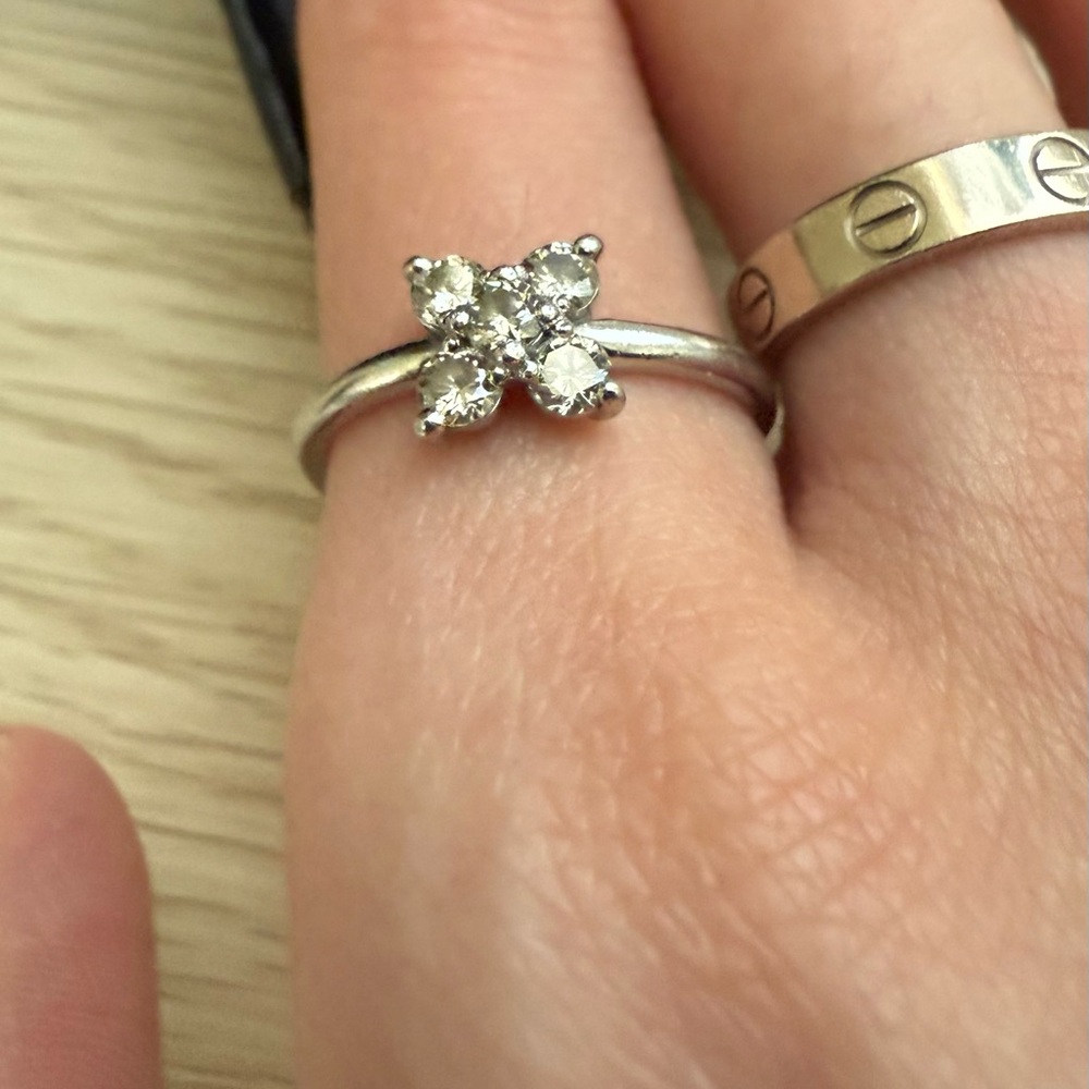 Platinum Natural Diamond Flower Cluster Ring 0.40ctw Pt900 Size 5 3/4 - Picture 9 of 12
